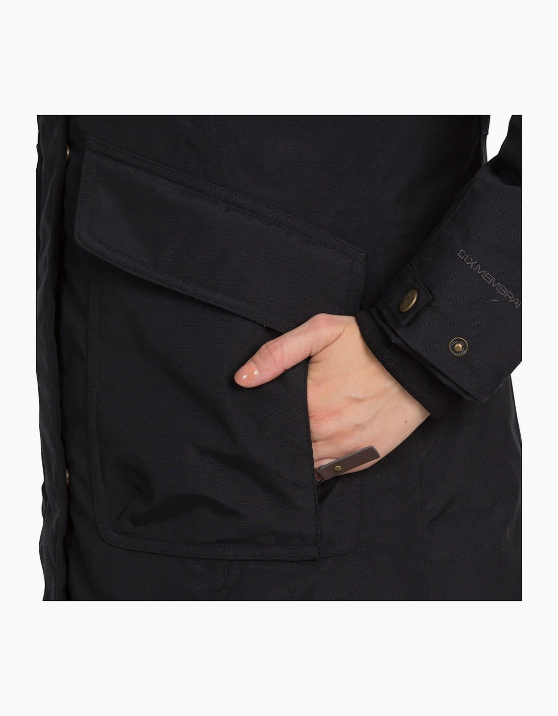 Bettany Solid Patterned Hooded Ribbed Cuff Down Jacket