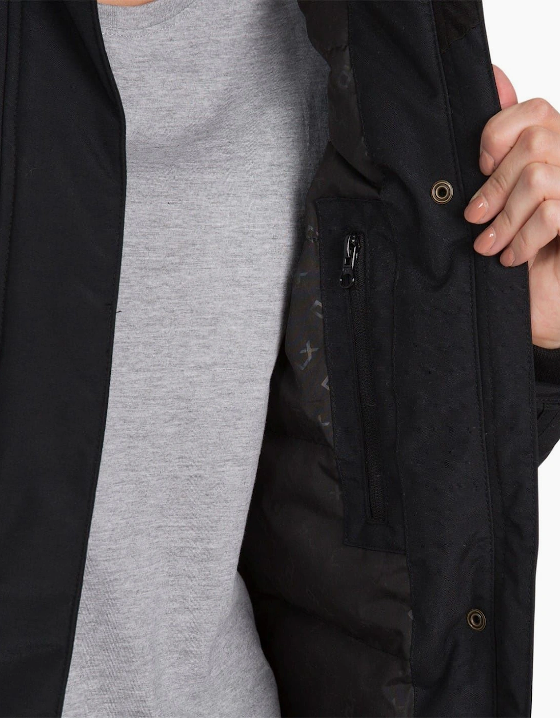 Bettany Solid Patterned Hooded Ribbed Cuff Down Jacket