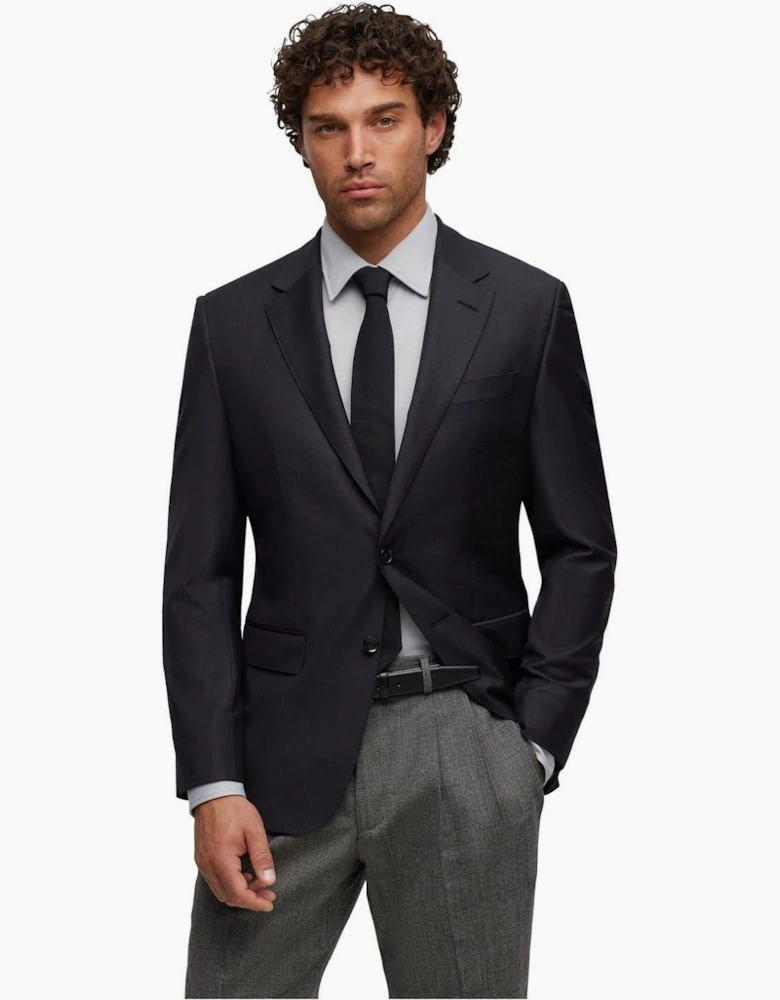 Solid Patterned Notch Collared Suit Jacket