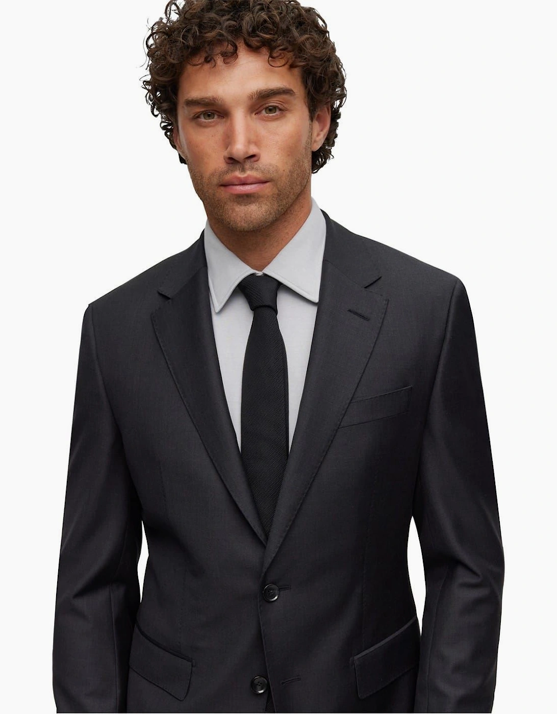 Solid Patterned Notch Collared Suit Jacket