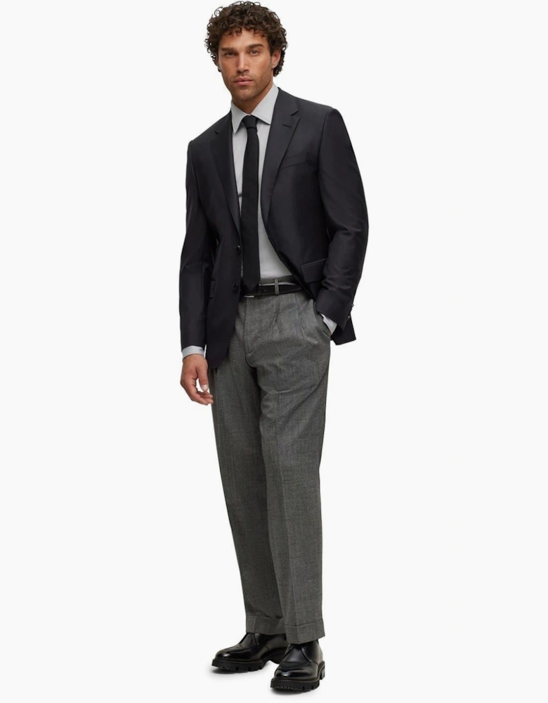 Solid Patterned Notch Collared Suit Jacket