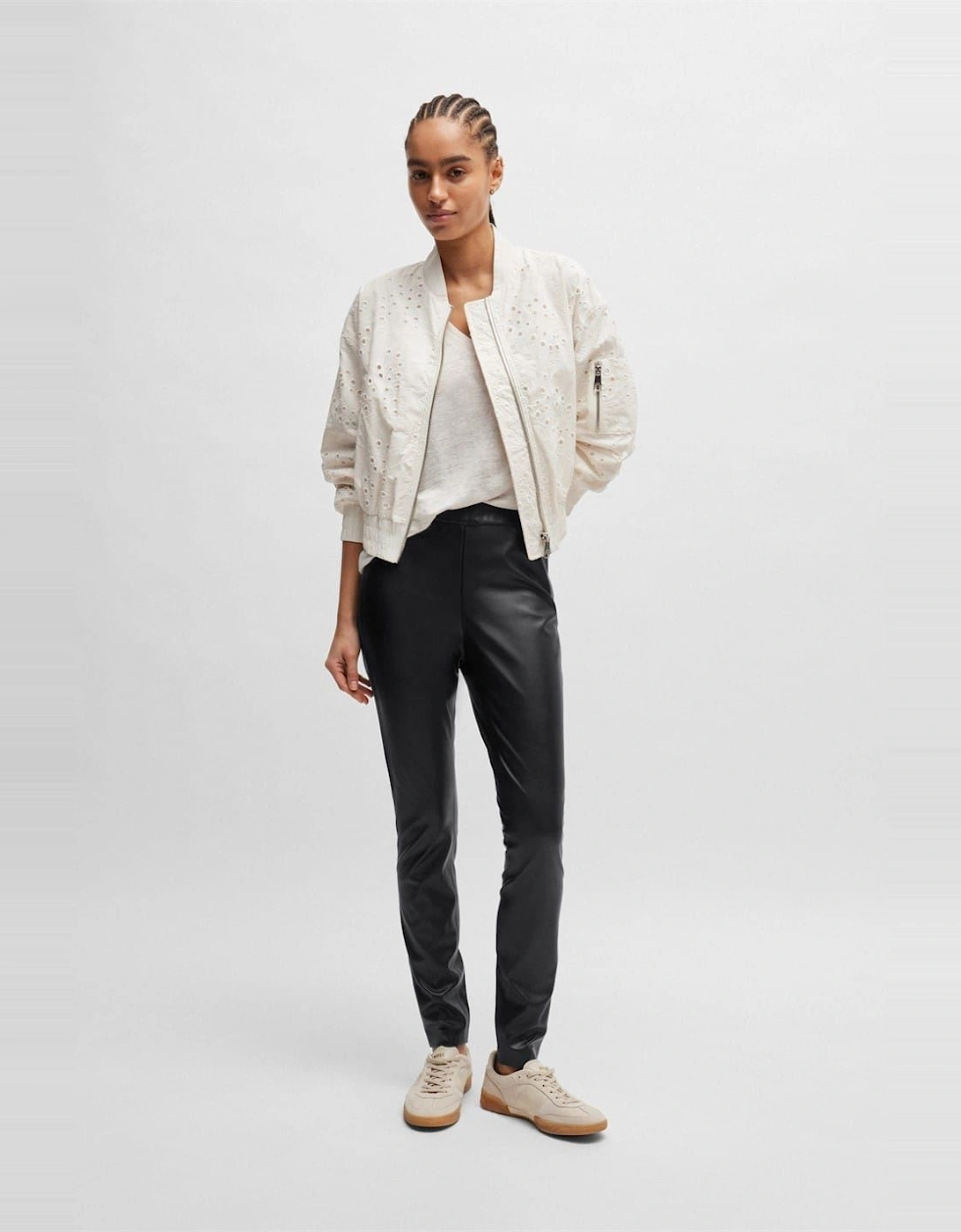Taslimah Solid Patterned Slim Trousers