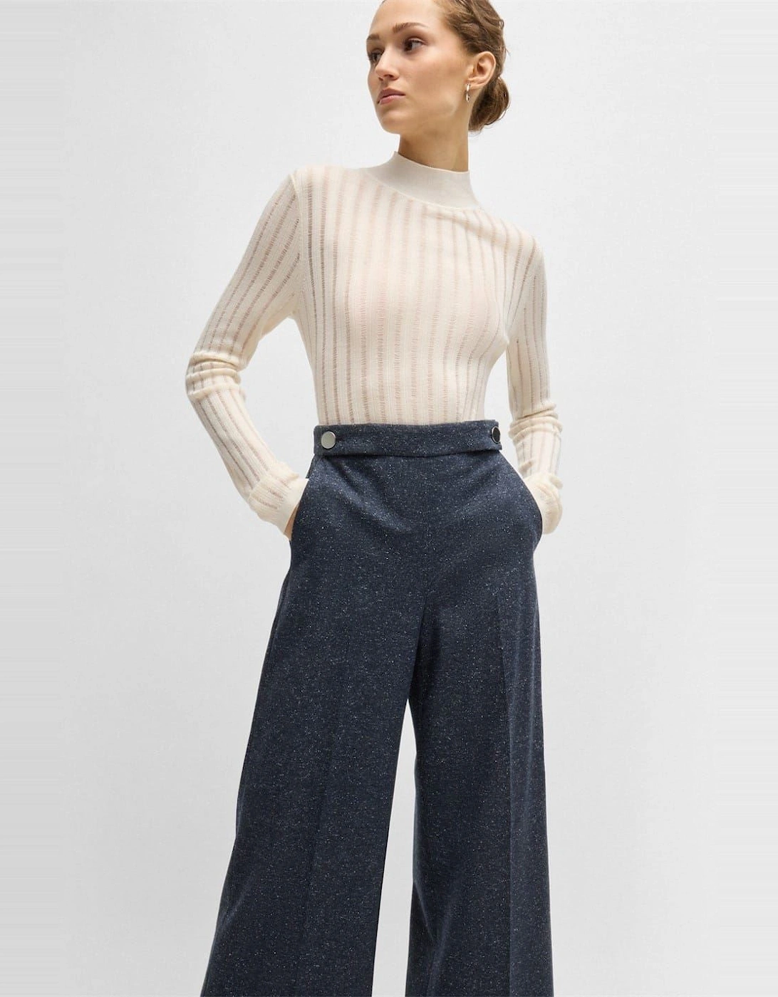 Tupita Heathered Patterned Wide Leg Trousers