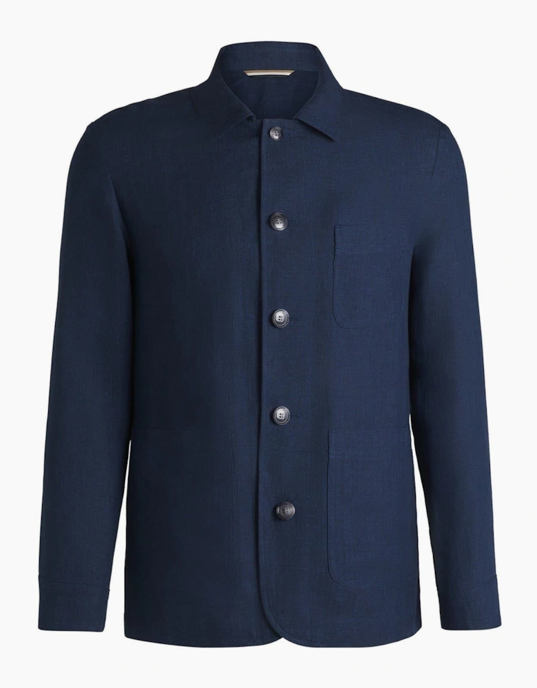 Solid Patterned Shirt Collared Workwear Jacket with Chest Pocket