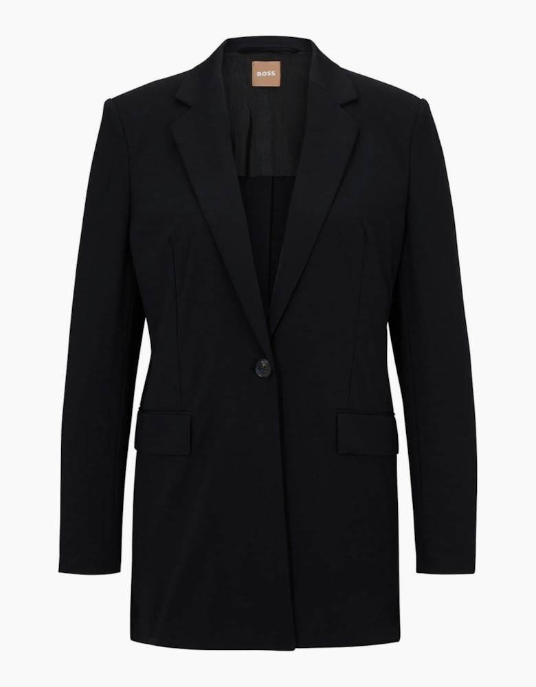 Solid Patterned Single Button Blazer