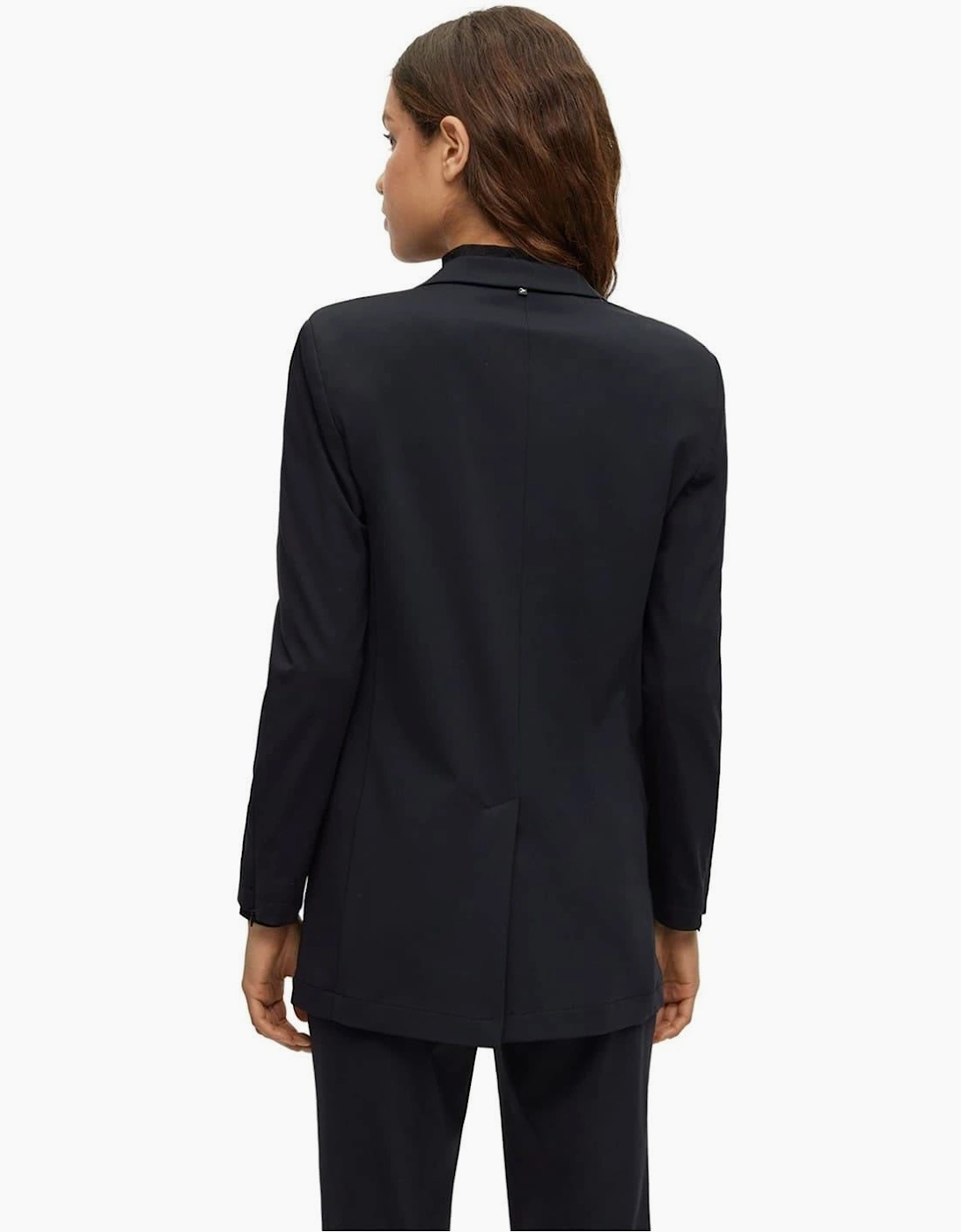 Solid Patterned Single Button Blazer