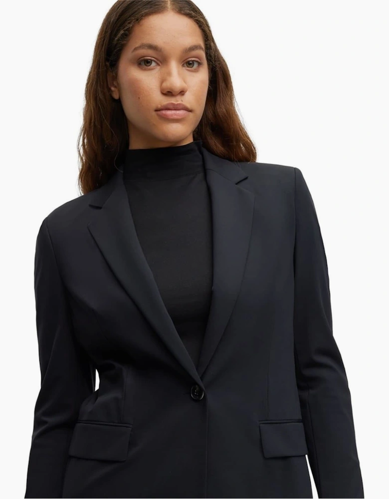 Solid Patterned Single Button Blazer
