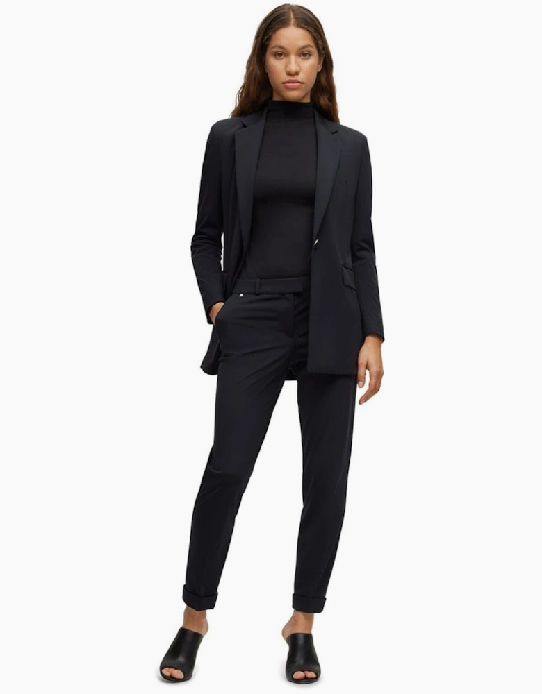 Solid Patterned Single Button Blazer