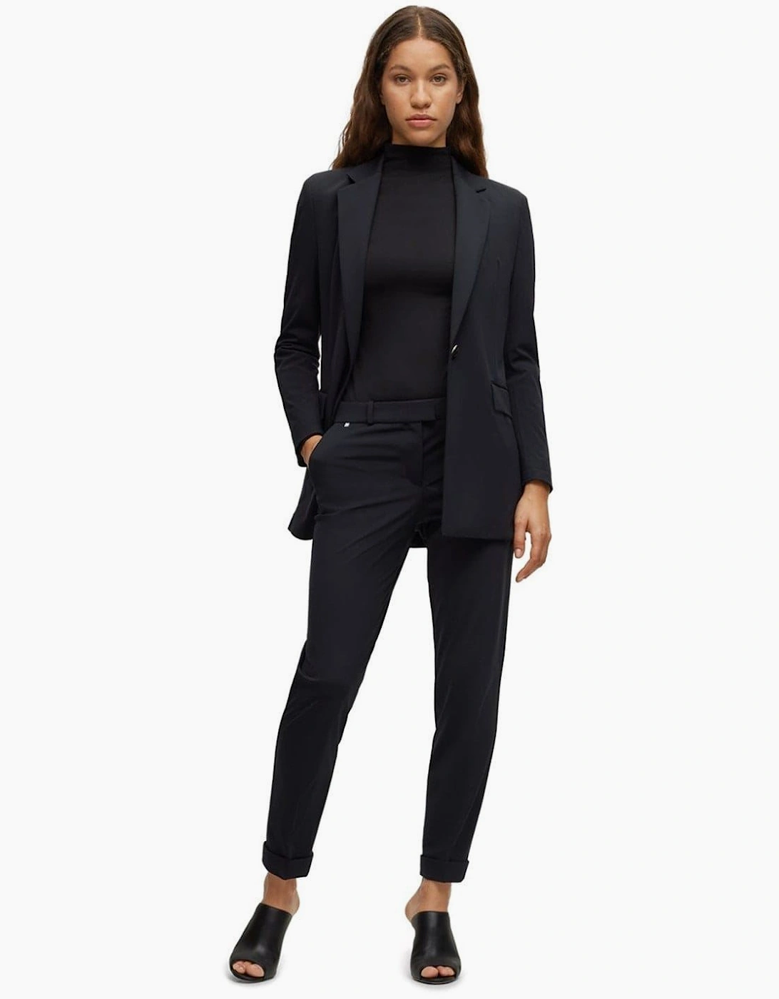 Solid Patterned Single Button Blazer