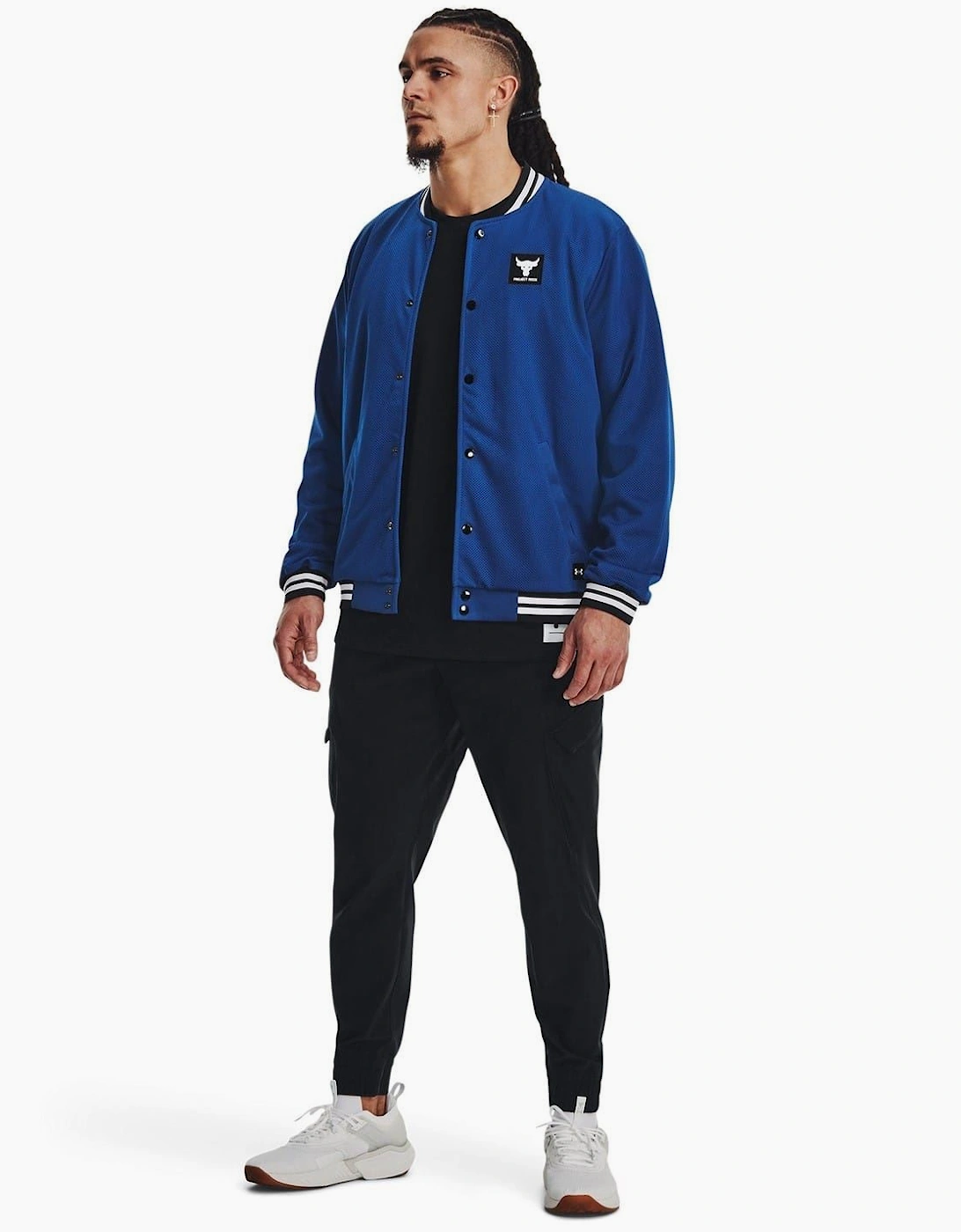 Project Rock Solid Patterned Snap Button Varsity Jacket, 2 of 1