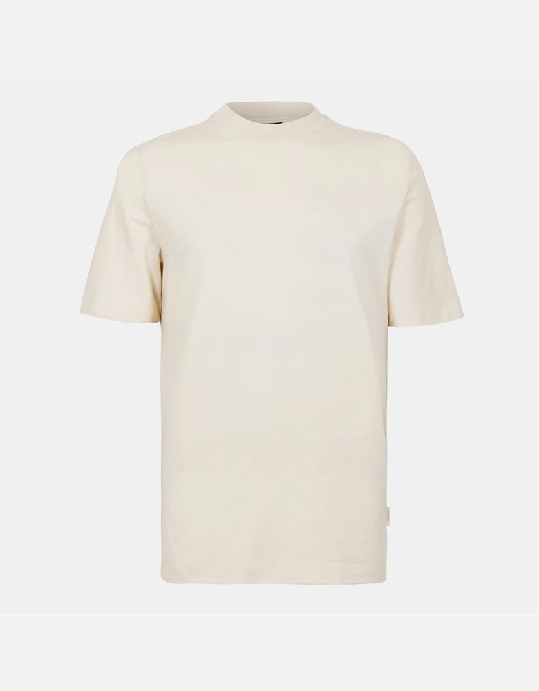 Mock Neck Ribbed Collar Short Sleeve T-Shirt