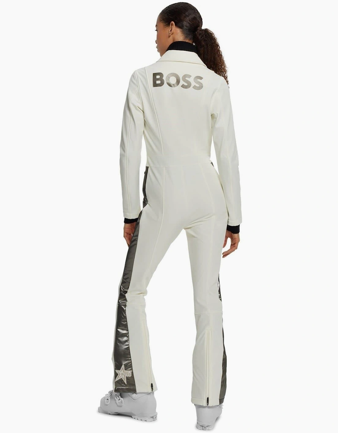 Collared Neck Long Sleeve Solid Patterned Skisuit