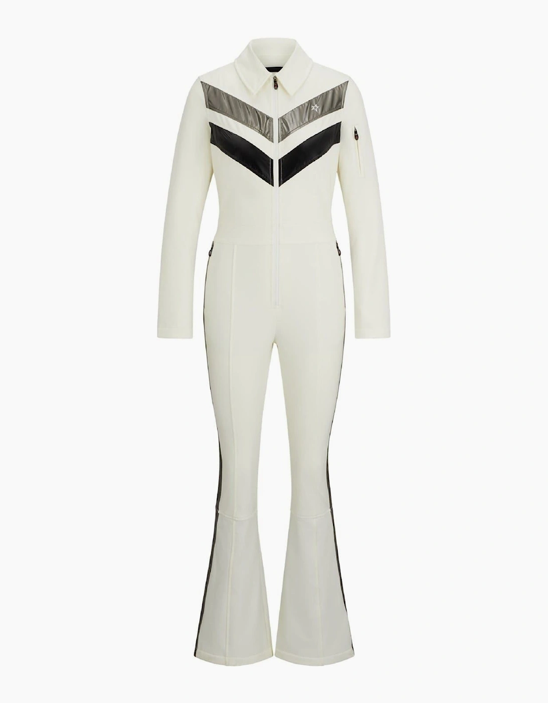 Collared Neck Long Sleeve Solid Patterned Skisuit
