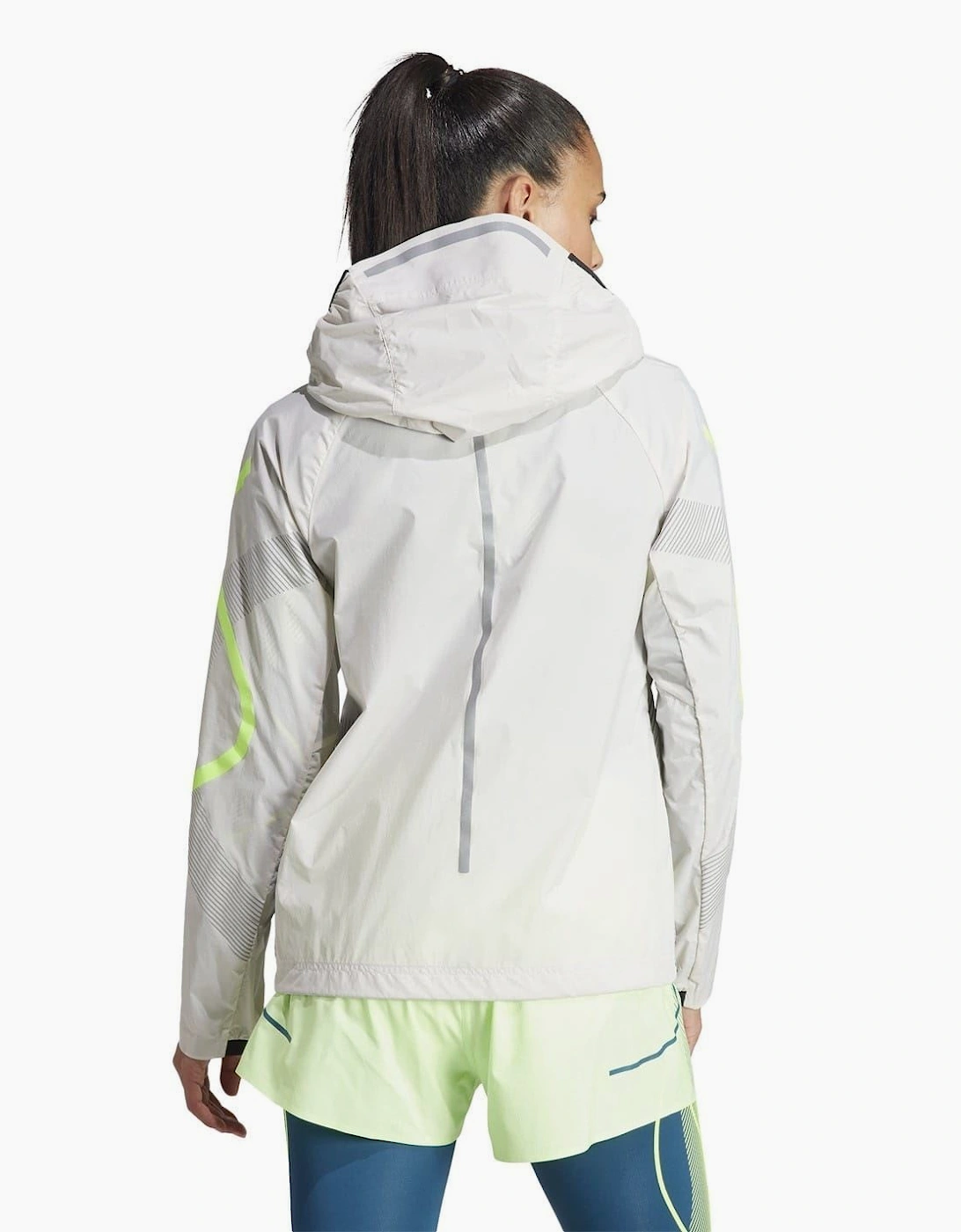 Stripe Patterned Hooded Drawstring Running Jacket
