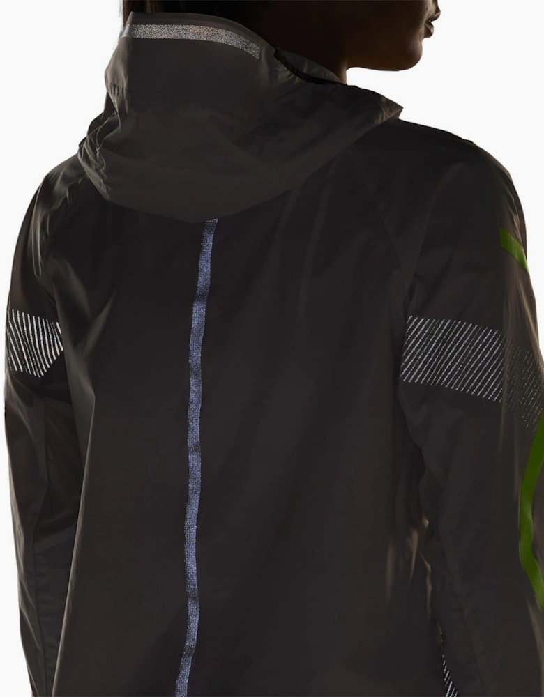 Stripe Patterned Hooded Drawstring Running Jacket