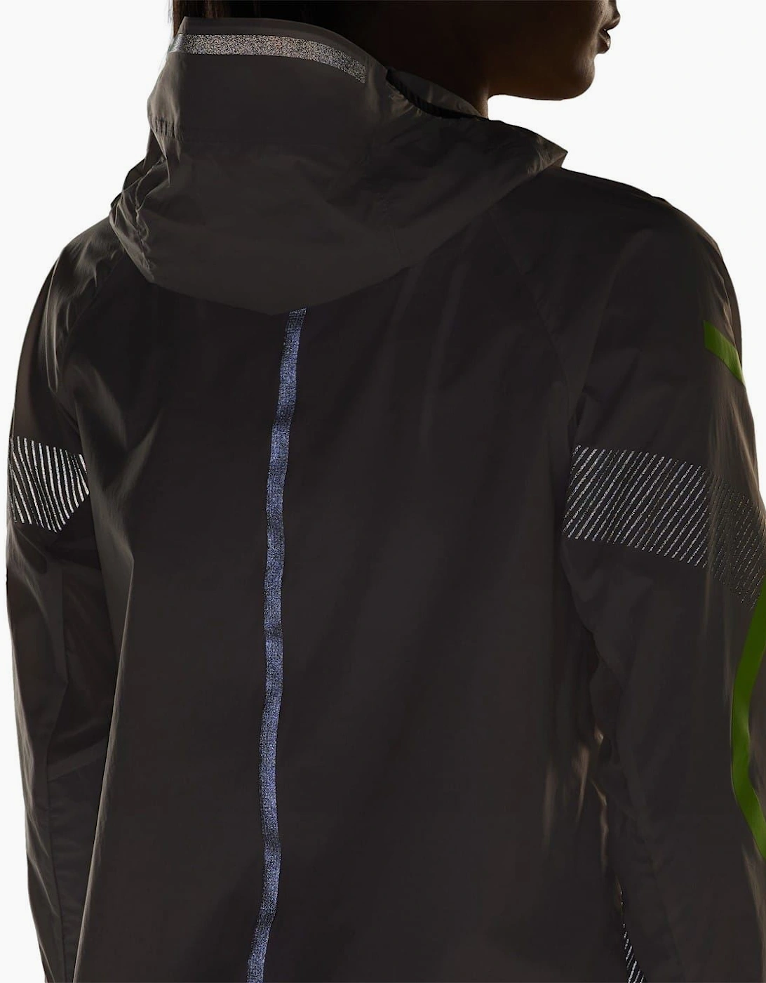 Stripe Patterned Hooded Drawstring Running Jacket