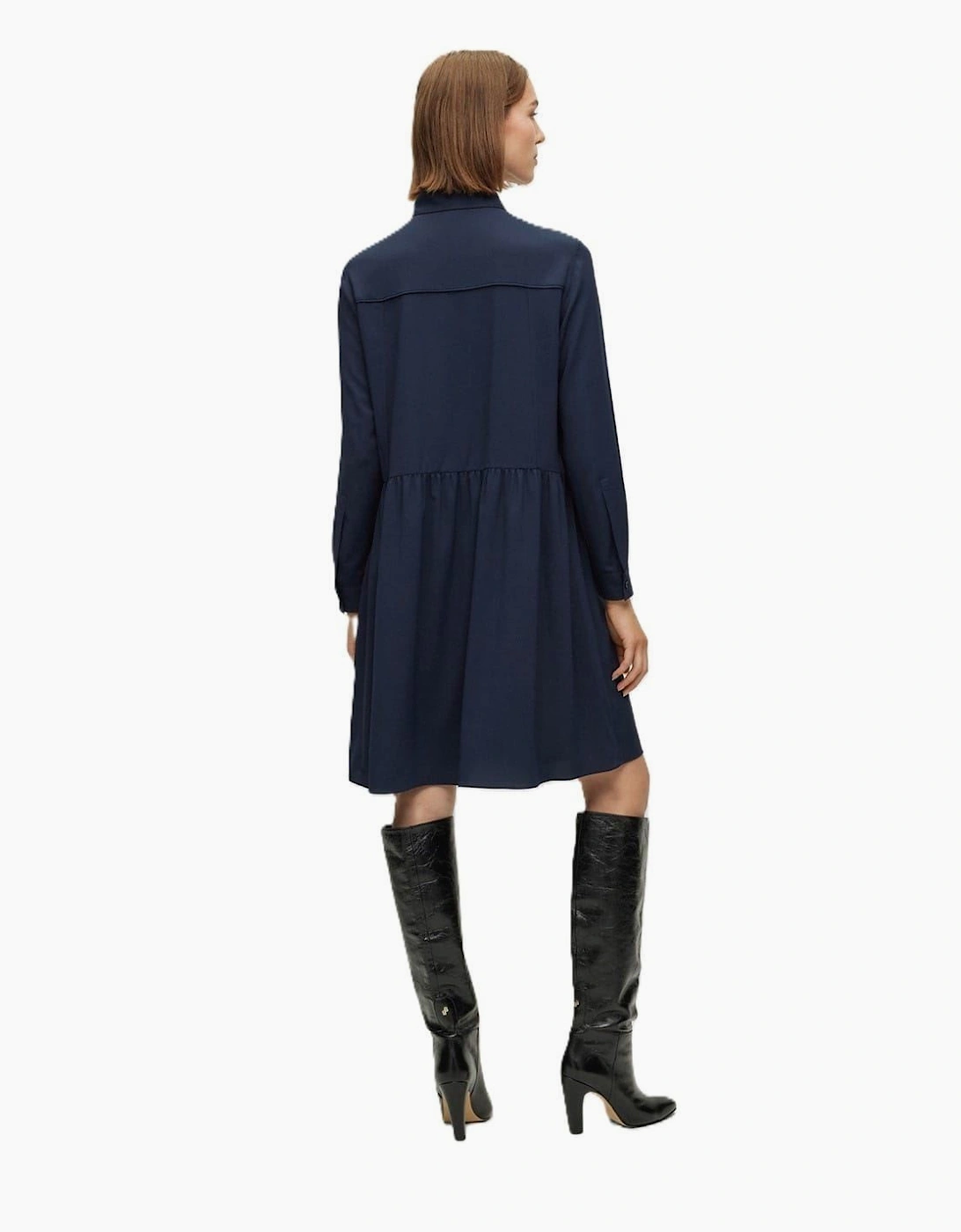 Divenala Long Sleeve Knee Length Shirt Dress