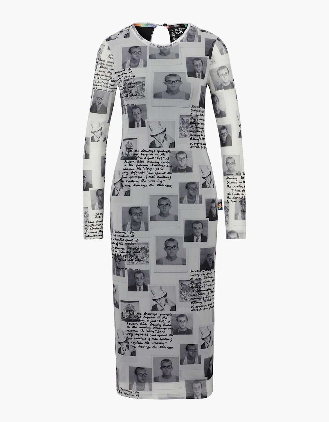 Keith Haring Crew Neck Long Sleeve Midi Bodycon Dress