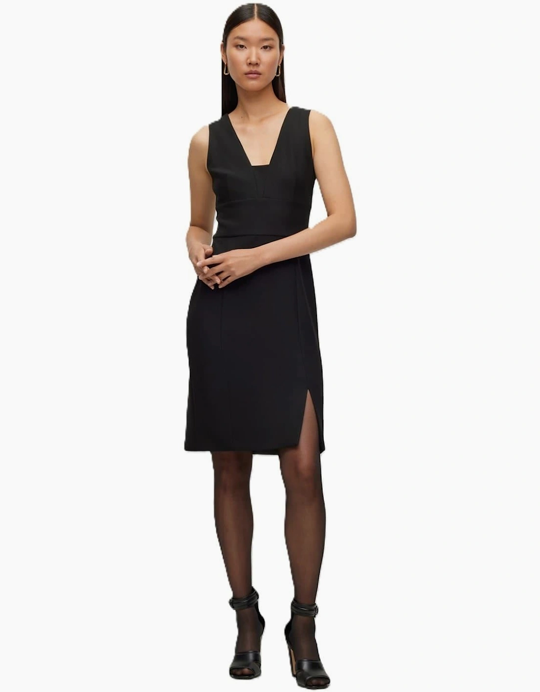 Datuxa V-Neck Sleeveless Knee Length Dress