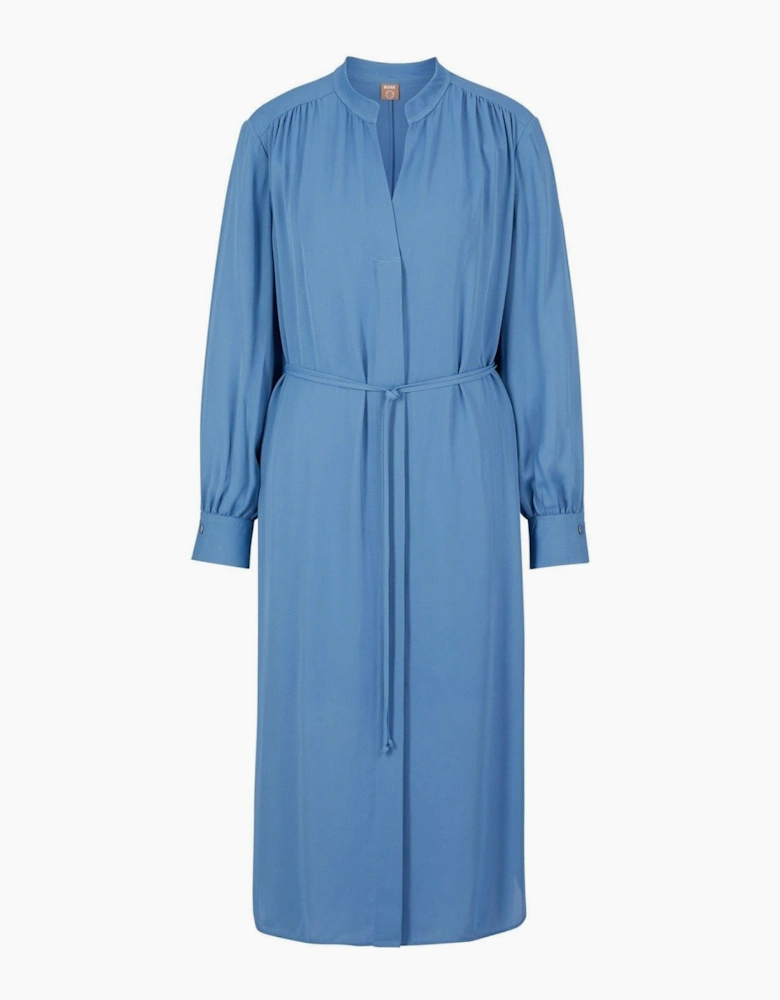 Dibanora Notched Neck Long Sleeve Midi Dress