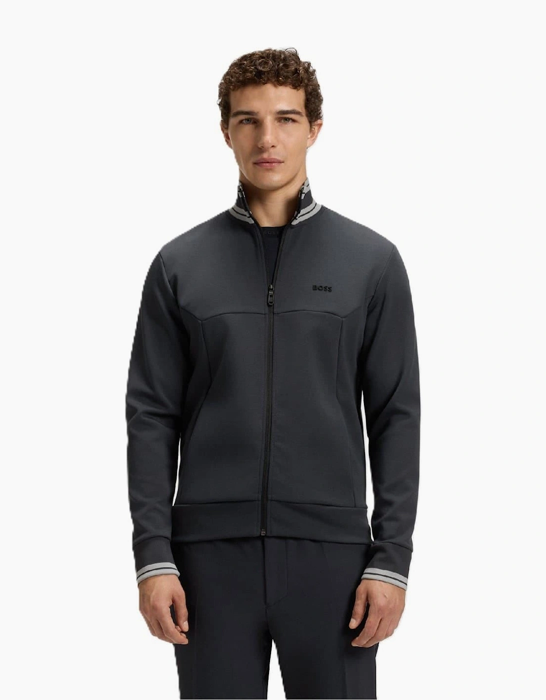 Zipped Pocket Ribbed Cuff Full Zipper Track Jacket