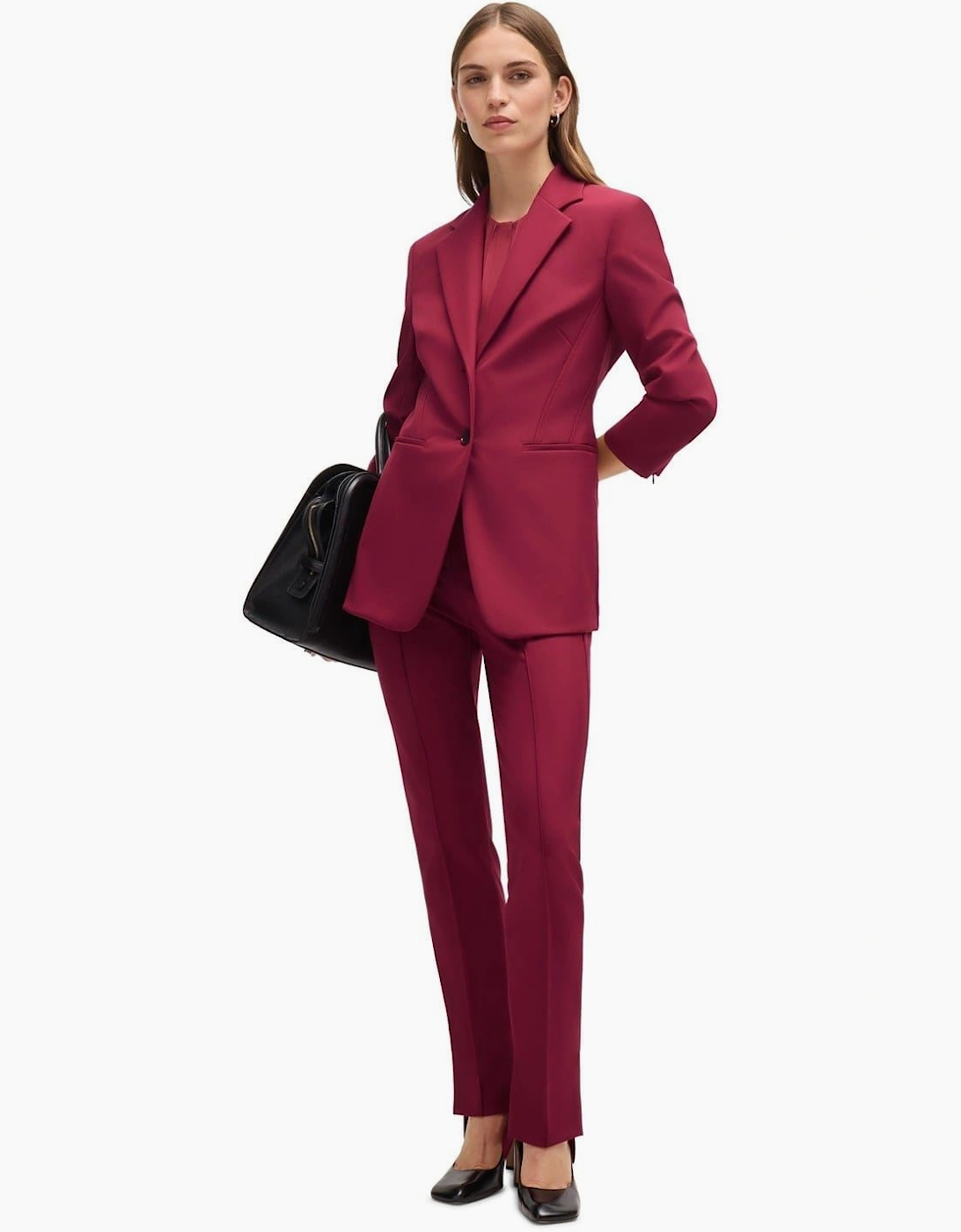 Solid Patterned Lapel Collared Blazer
