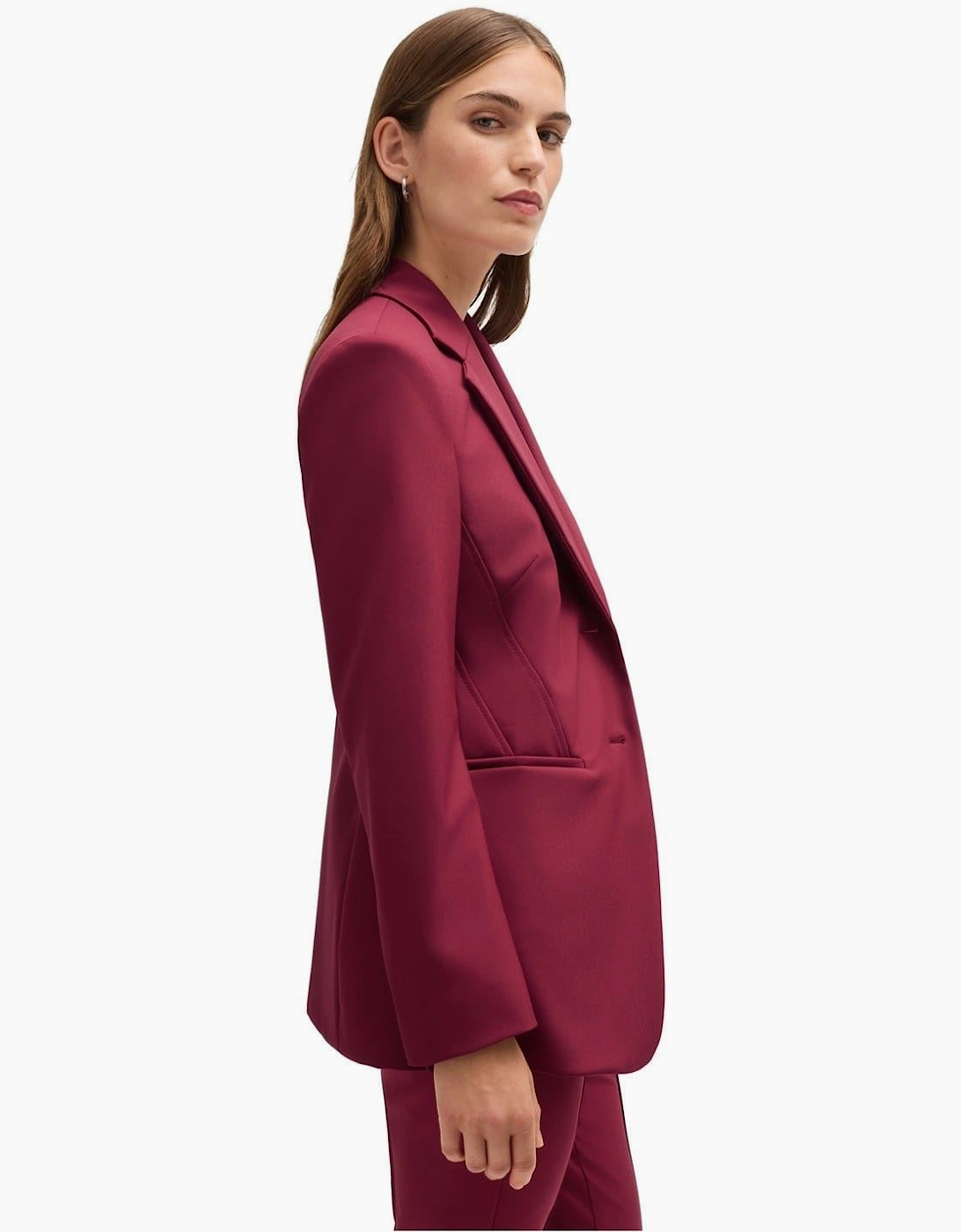 Solid Patterned Lapel Collared Blazer