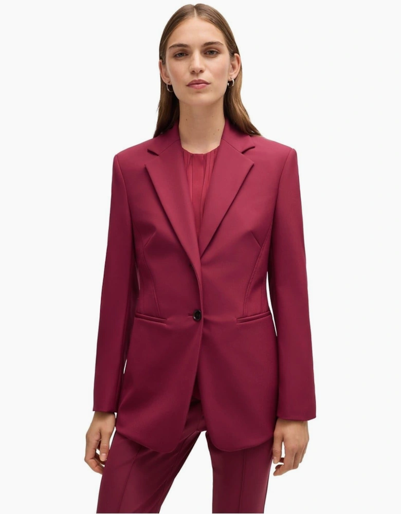 Solid Patterned Lapel Collared Blazer