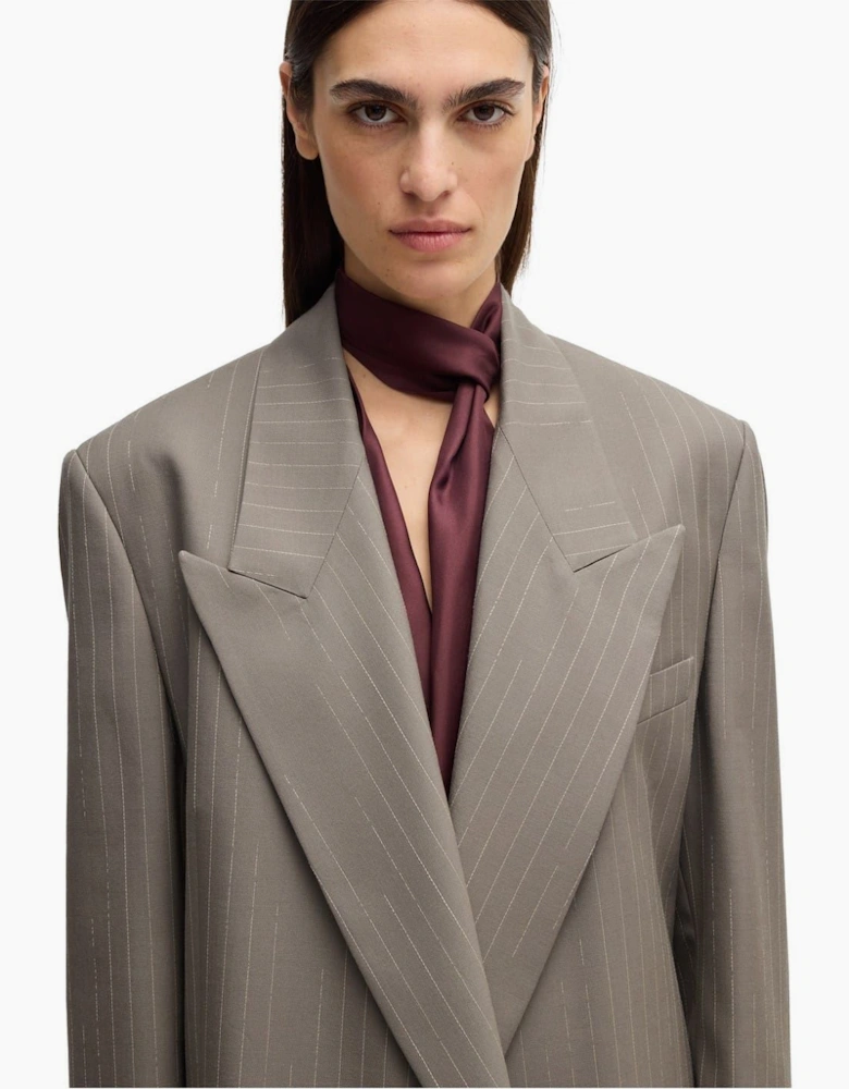 Striped Patterned Oversized Fit  Blazer Jacket