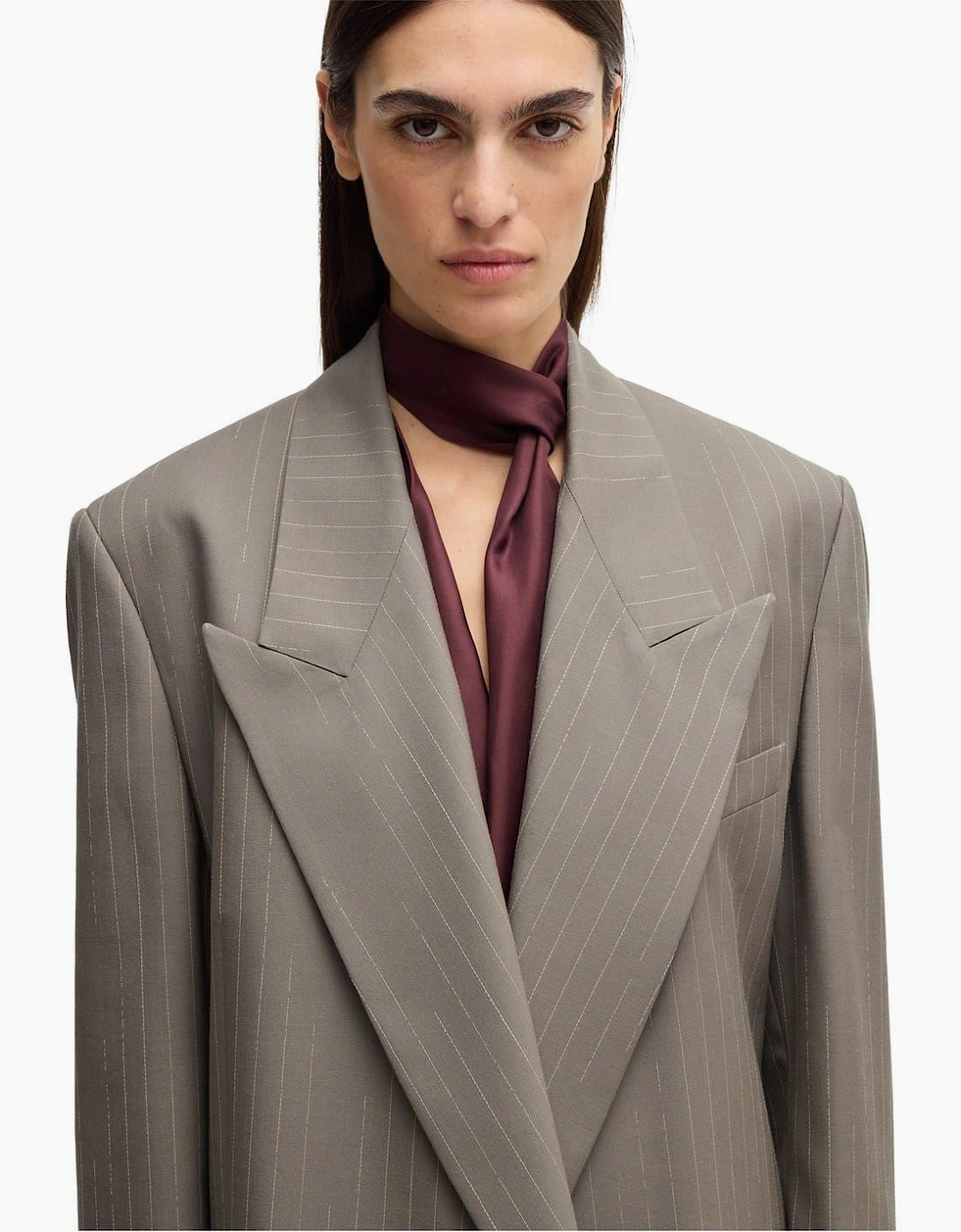 Striped Patterned Oversized Fit  Blazer Jacket