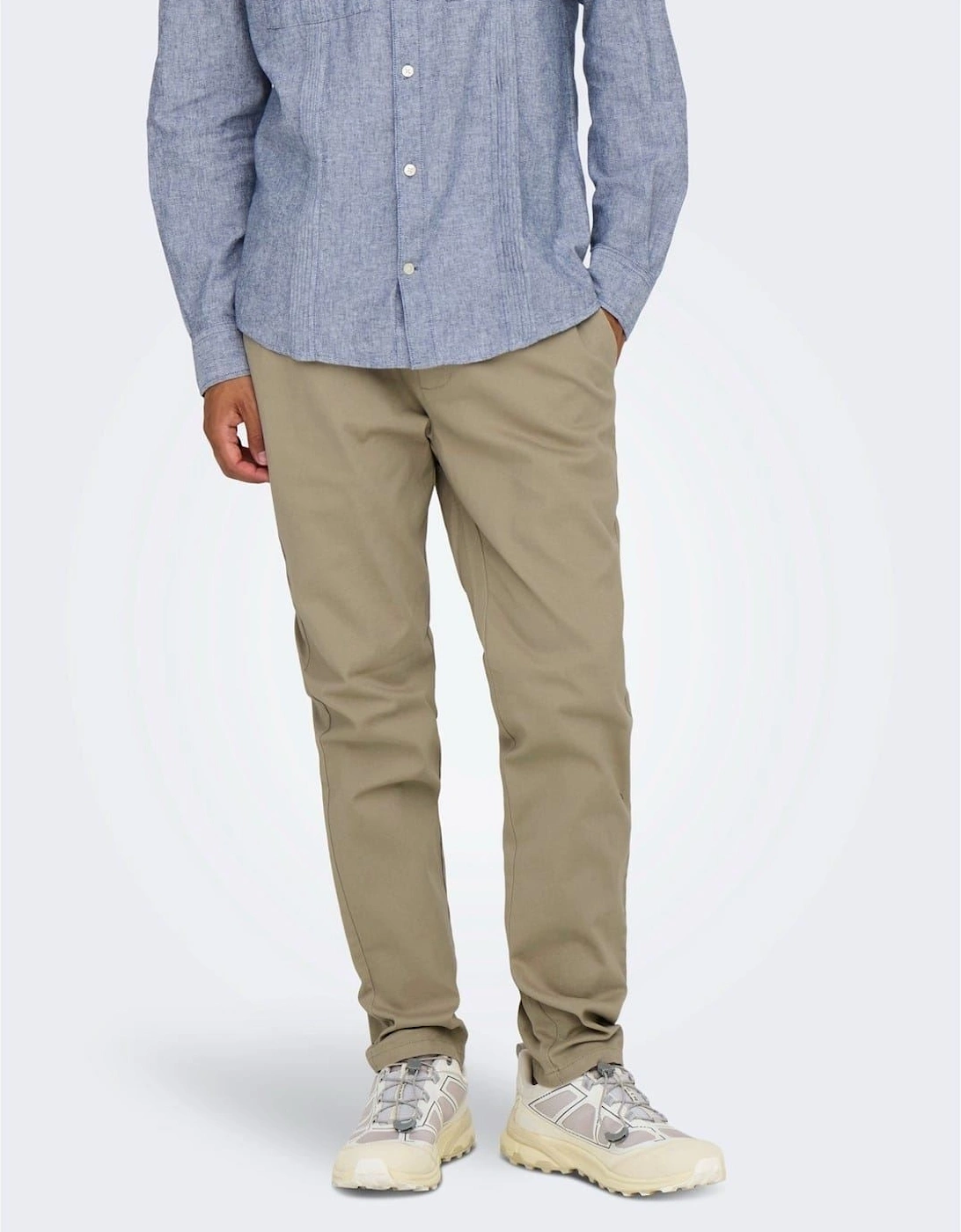 Solid Patterned Straight Chinos