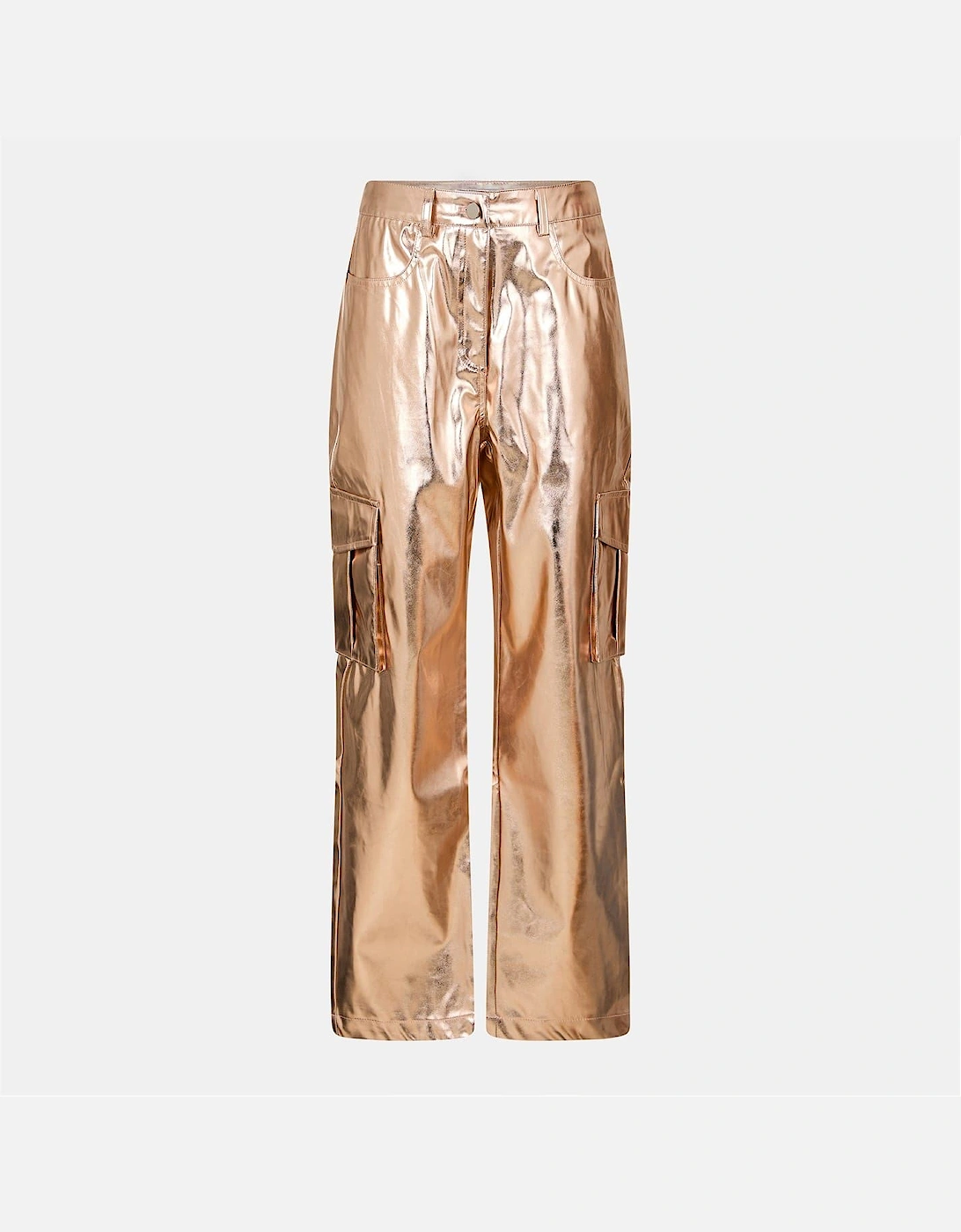Amy Lynn Women's Gold Mlc Uly Metallic Plaque Straight Cargo Pants - Size: 10/32In