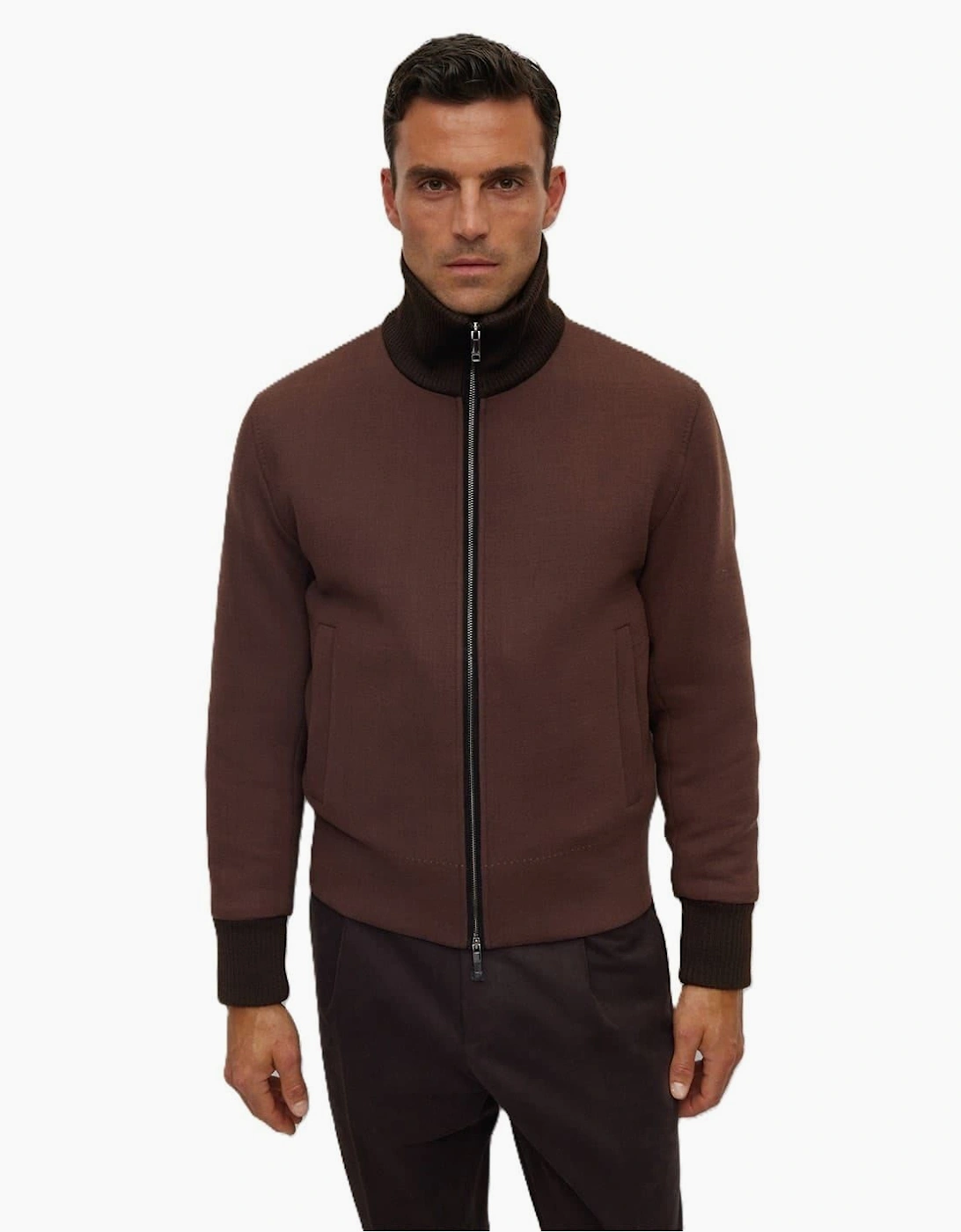 Calim Solid Patterned Bomber Jacket with Ribbed Cuff