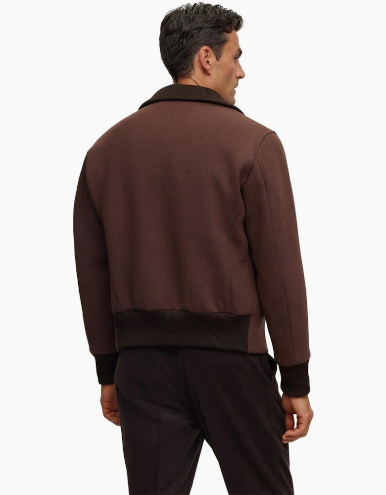 Calim Solid Patterned Bomber Jacket with Ribbed Cuff