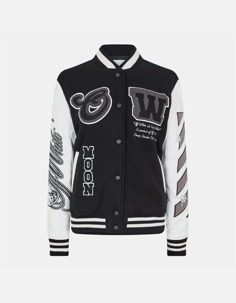 Meteor Embroidered Snap Button Varsity Jacket