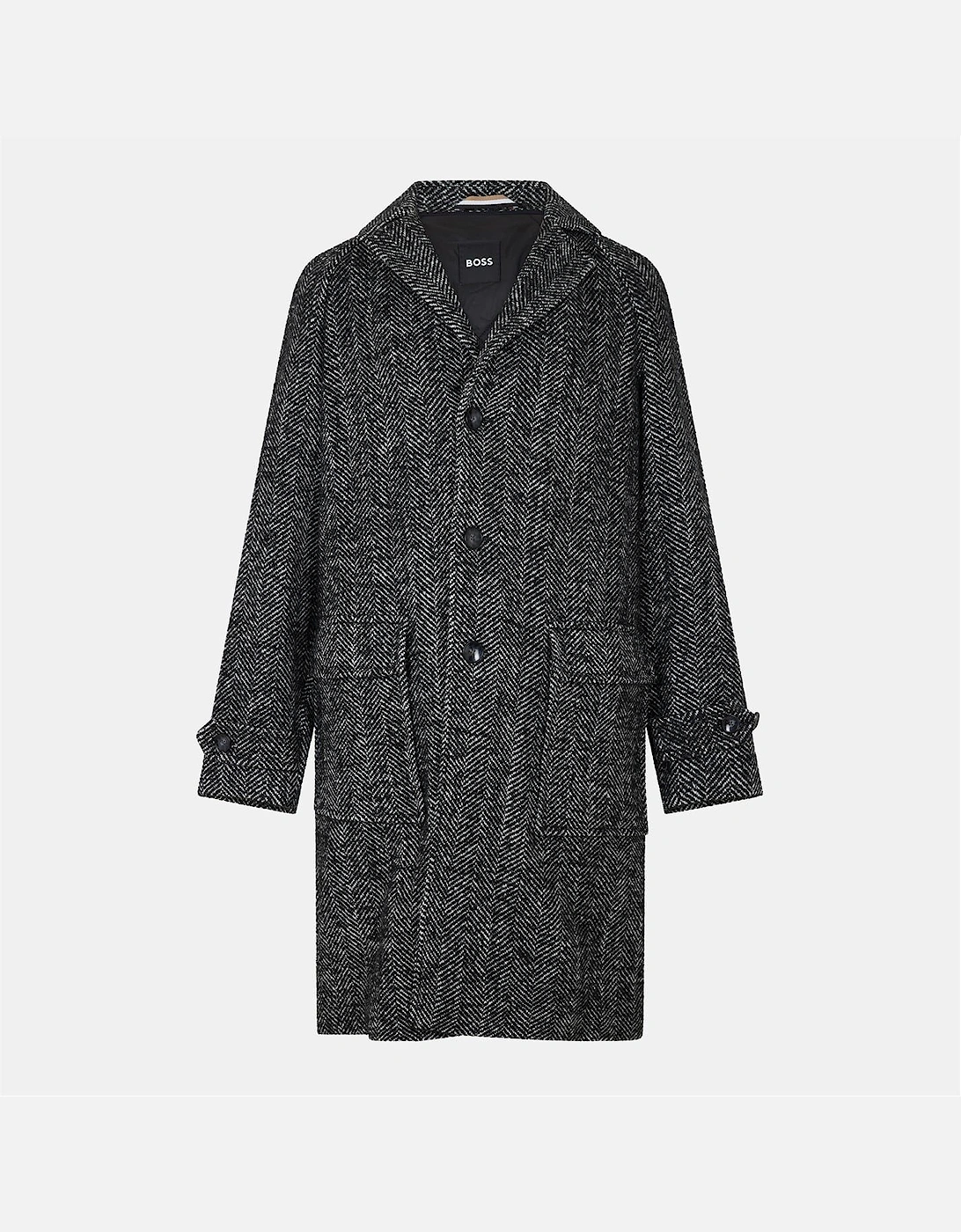 Herringbone Tweed Coat with Flap Pocket and Button Placket, 2 of 1