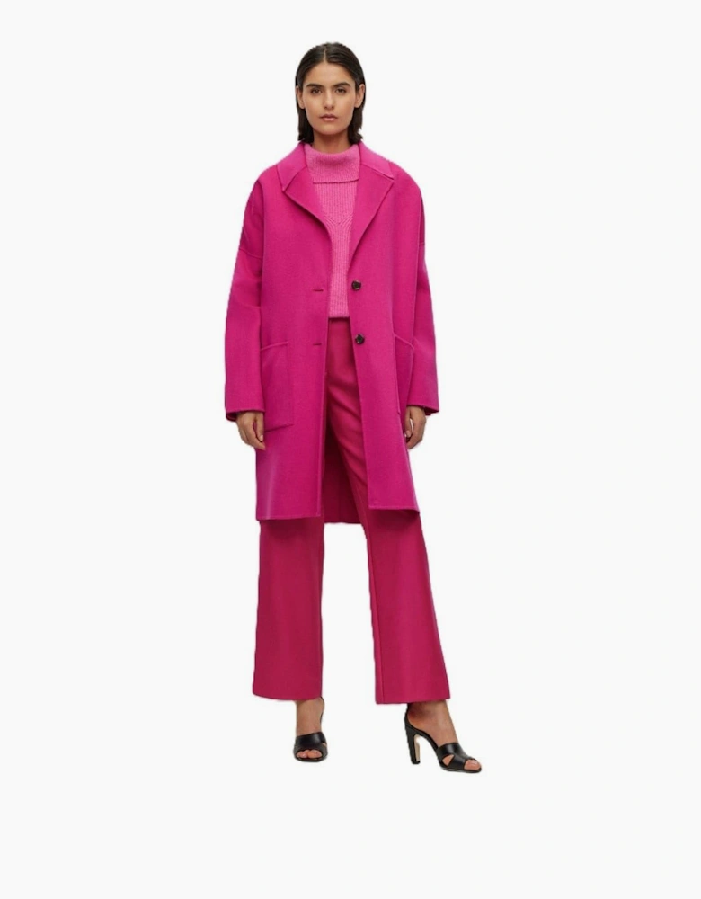 Cattina Solid Patterned Notch Collared Over Coat