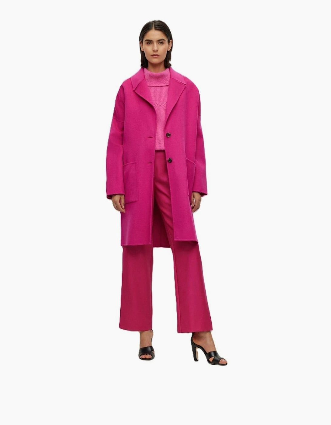 Cattina Solid Patterned Notch Collared Over Coat, 5 of 4