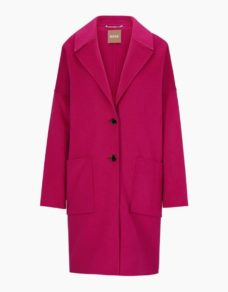 Cattina Solid Patterned Notch Collared Over Coat