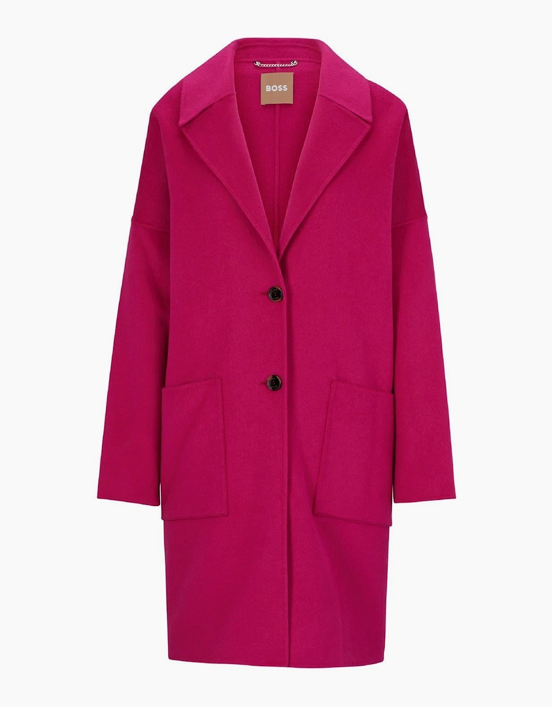 Cattina Solid Patterned Notch Collared Over Coat
