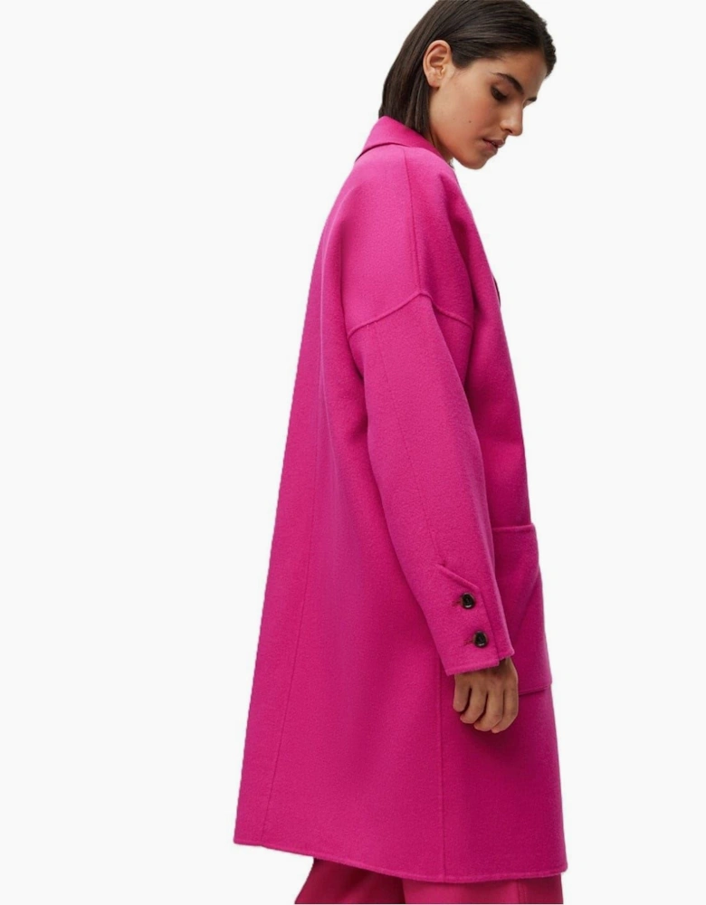 Cattina Solid Patterned Notch Collared Over Coat