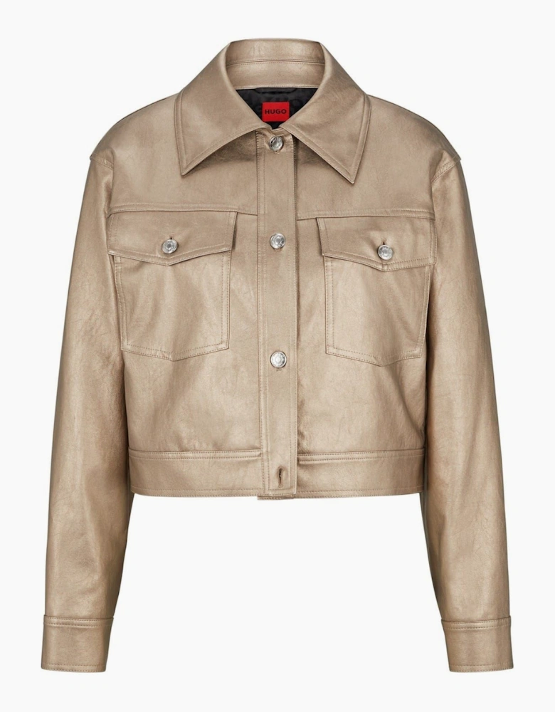 Akula Solid Patterned Trucker Jacket