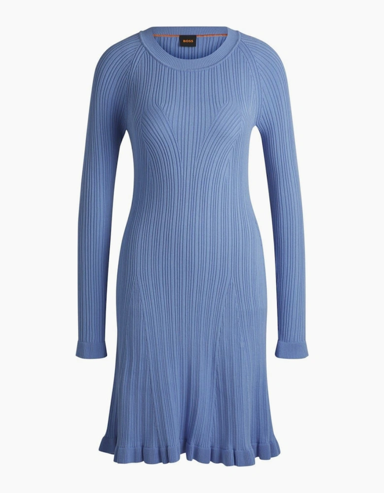 Crew Neck Long Sleeve Midi Dress