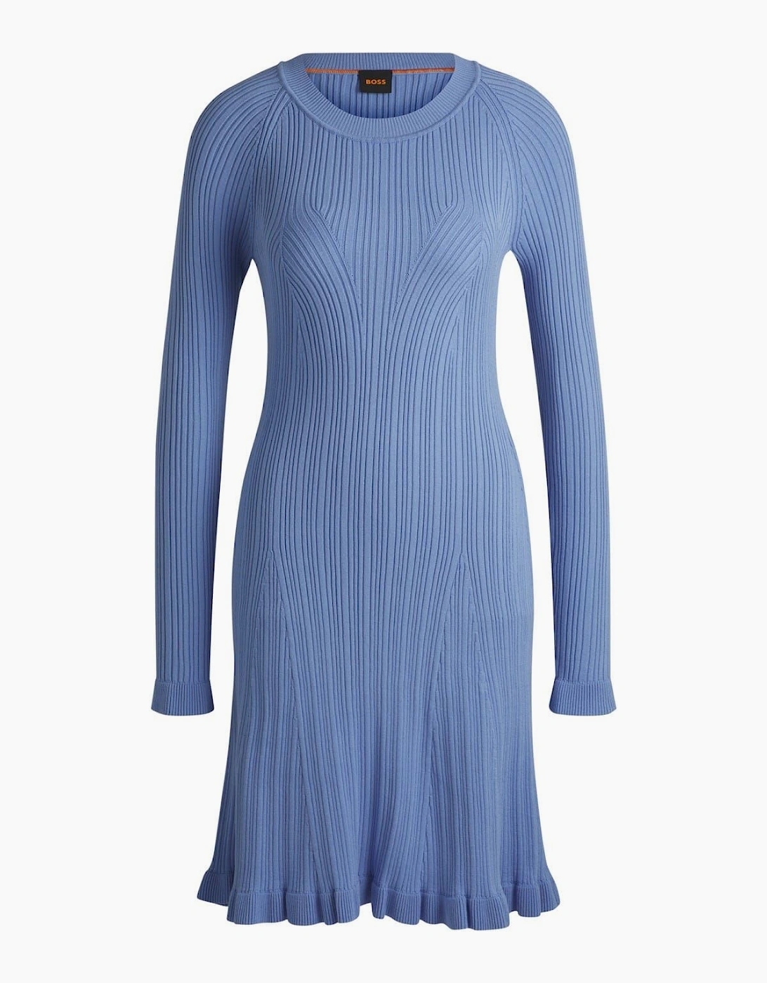 Crew Neck Long Sleeve Midi Dress