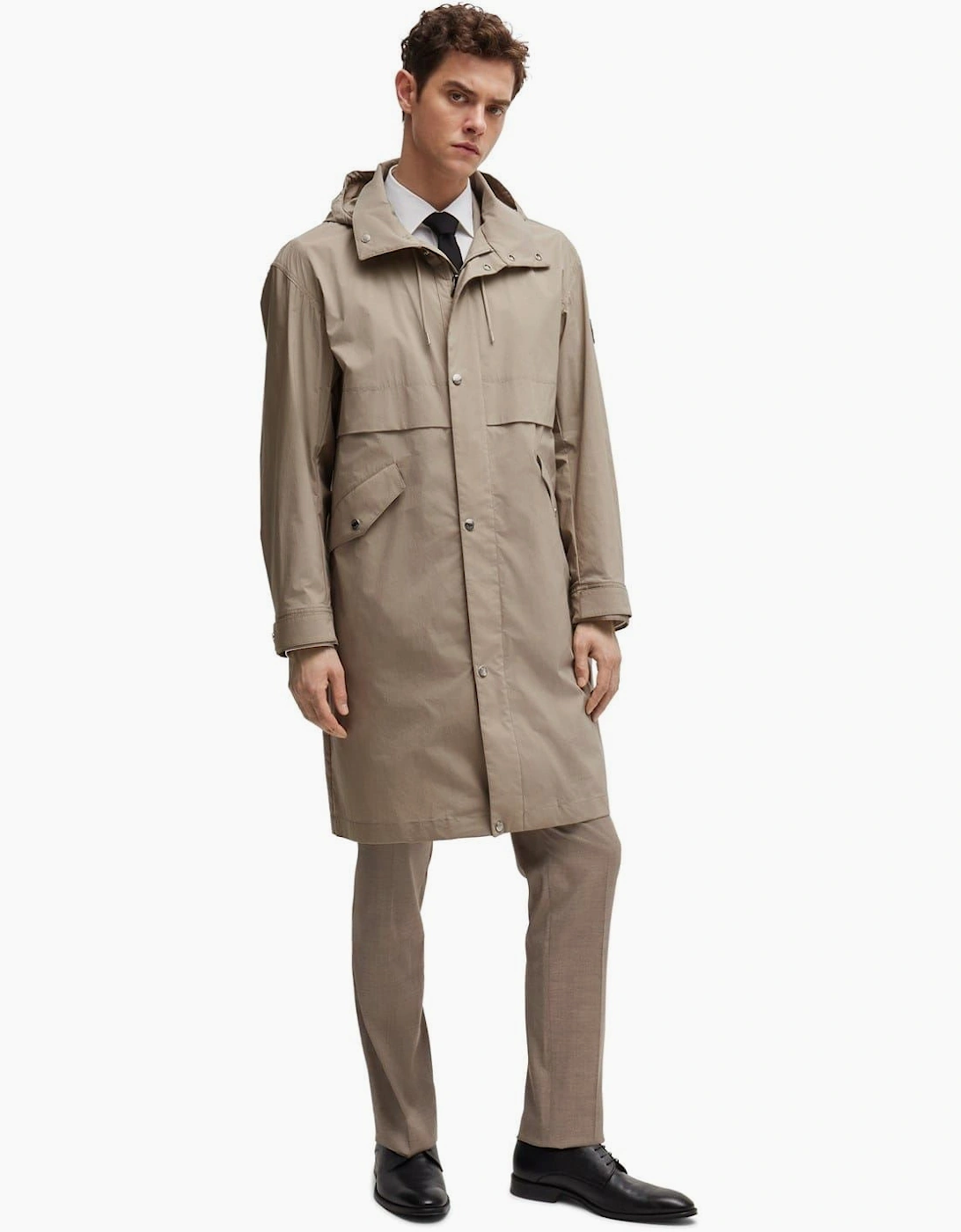 Cataldo Hooded Solid Patterned Coat