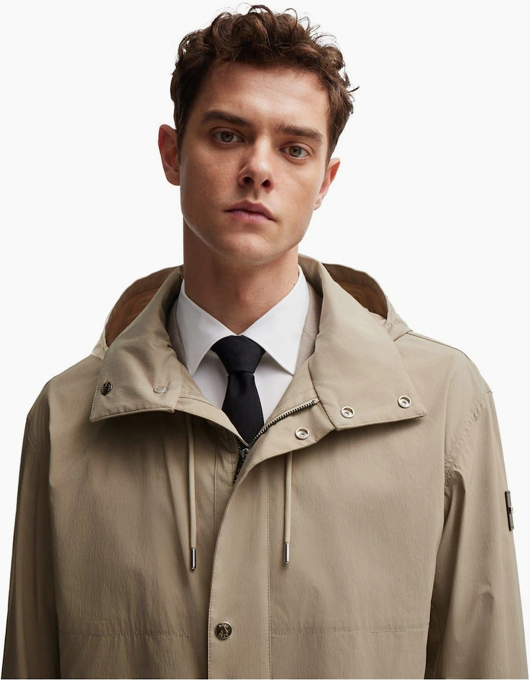 Cataldo Hooded Solid Patterned Coat