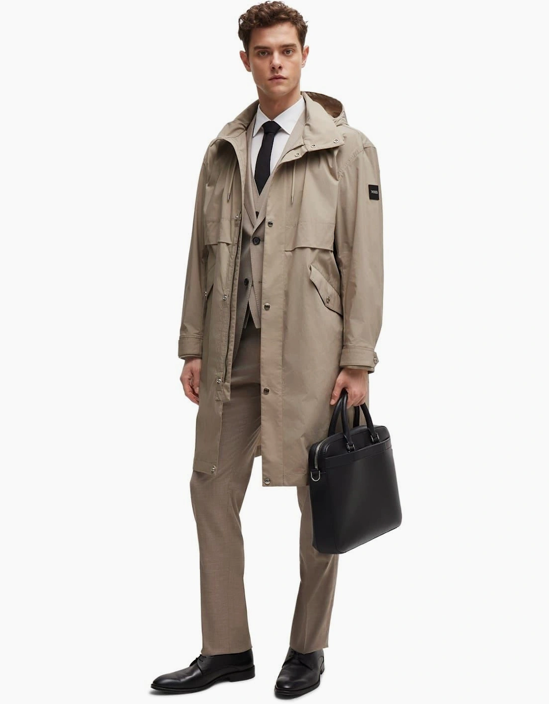 Cataldo Hooded Solid Patterned Coat
