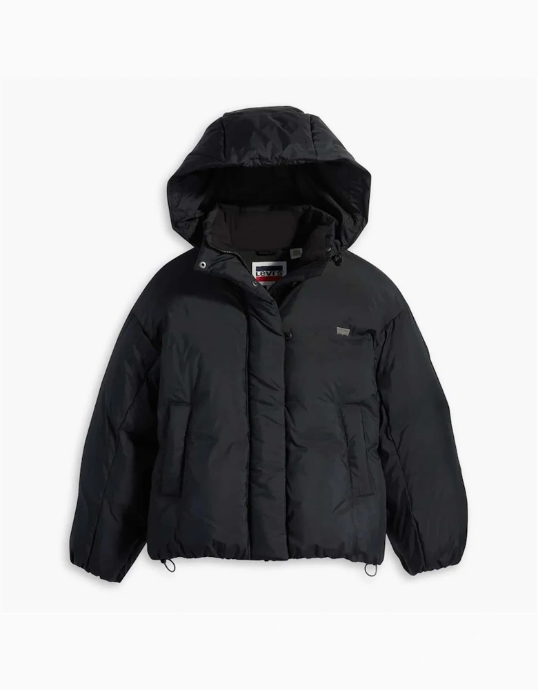 Solid Patterned Hooded Puffer Jacket