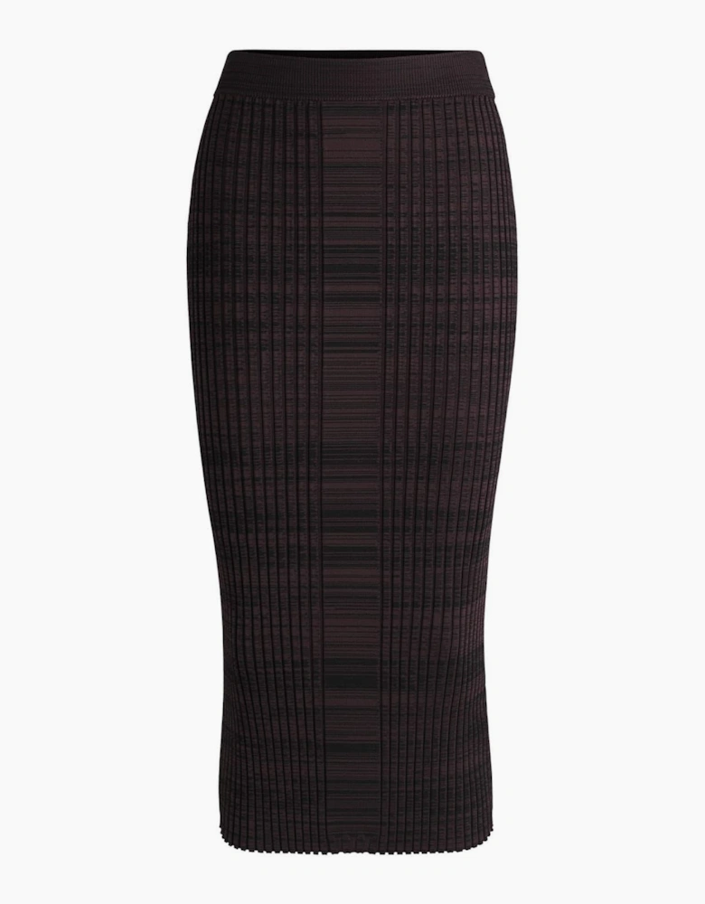 Farmina Midi Vertical Stripe Patterned Knitted Skirt