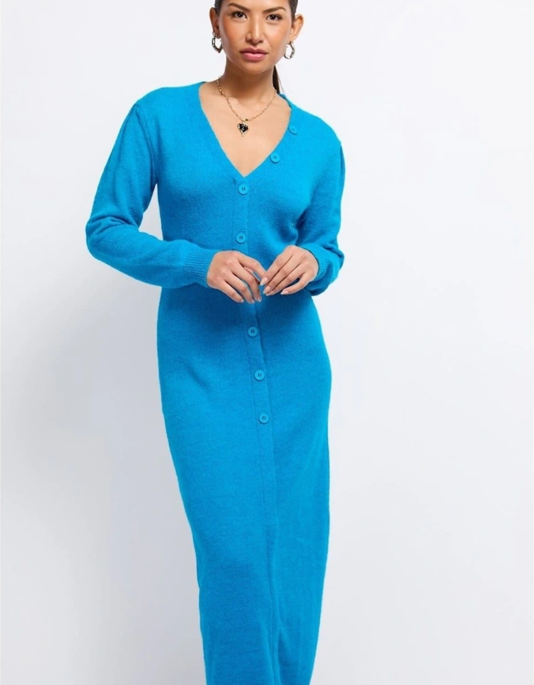 V-Neck Long Sleeve Maxi Sweater Dress